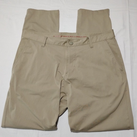 Rhone Commuter Pants Mens 34 Khaki Tan Slim Fit Tech Chinos 100036 - Picture 14 of 15